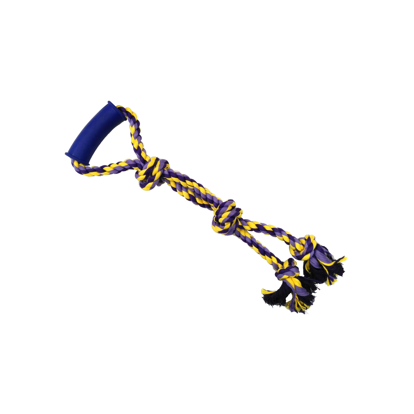 Pet Toy Ylw/Purp Rope Tug Knot W/Handle