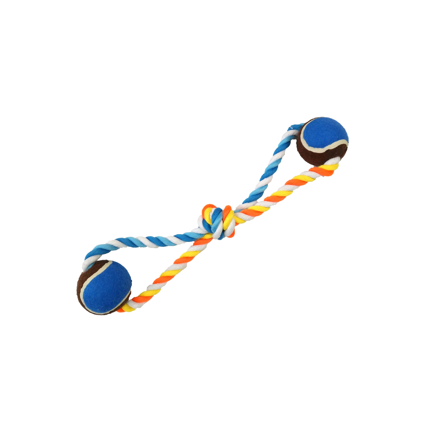 Pet Toy Rope Tug Two Blu/Brn Ball