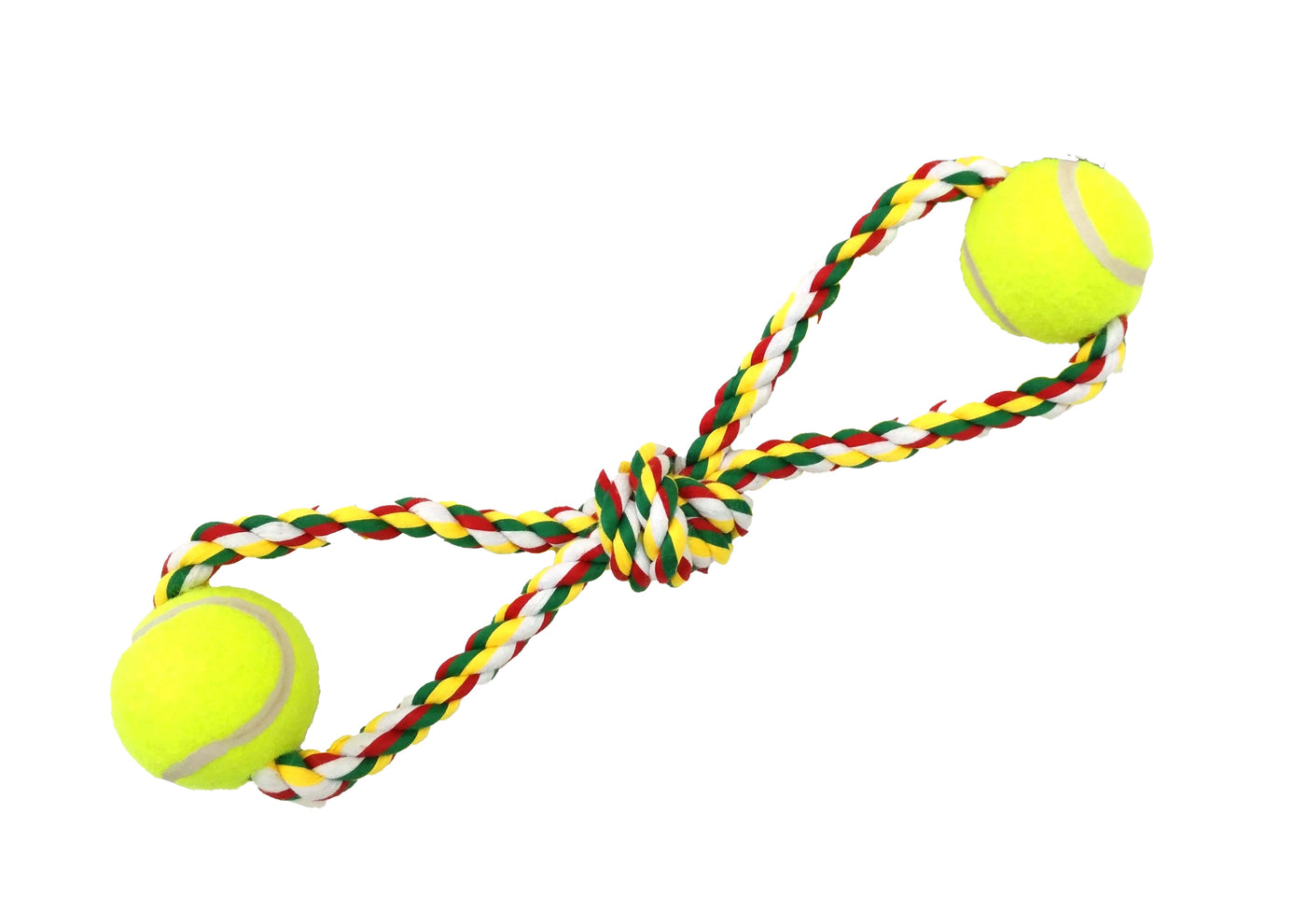 Pet Toy Rope Tug Two Tennis Ball